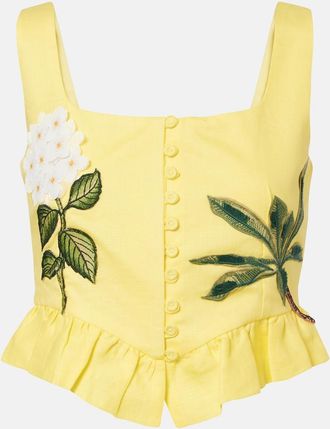 Agua Bendita Top cropped Eslab&oacute;n in lino