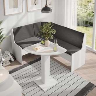 Vicco Conjunto Con Banco Esquinero Ramon, Blanco, 60 X 60 Cm Con Mesa De Esquina, Vicco