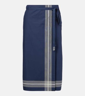 Vince Striped cotton wrap skirt