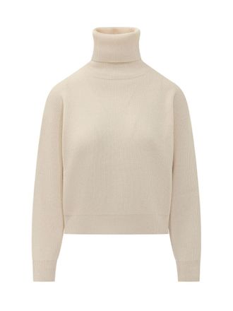 Brunello Cucinelli Beige Knitted Turtle Neck Sweater