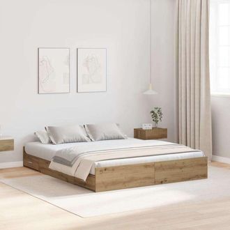 vidaXL Struttura letto con contenitore rovere artigianale 135 x 190 cm - Vidaxl