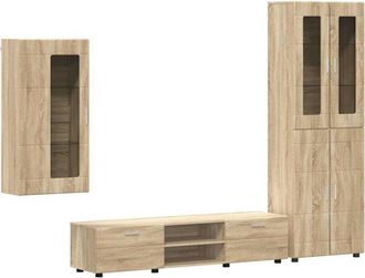 vidaXL TV Cabinet Set with Drawer with Door Sonoma Oak Engineered Wood vidaXL