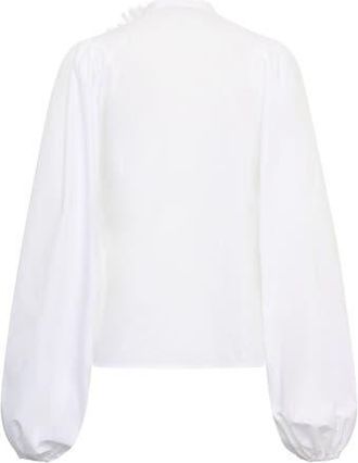 Maison Common Cotton Poplin Blouse With Flower Pin in White at Nordstrom, Size 40