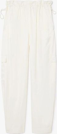 Lacoste Womens Oversized Satin Cargo Pants - Cream - Size: 10