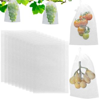 OEM 100 Bolsas Protectoras Para Fruta, 20 X 30 Cm, Con Cord&oacute;n Ajustable, Reutilizables Para Proteger Las Uvas De Avispas, P&aacute;jaros Y Otros Insectos - Crezu