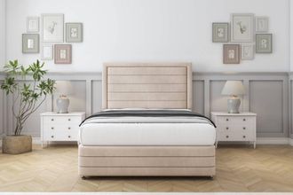 Comfort Beds Anna Naples Divan Set No Drawers-26 Headboard-Footboard in Light Sand | Size: Single