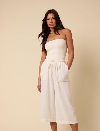 Nobody's Child White Cropped Wide Leg Shona Trousers