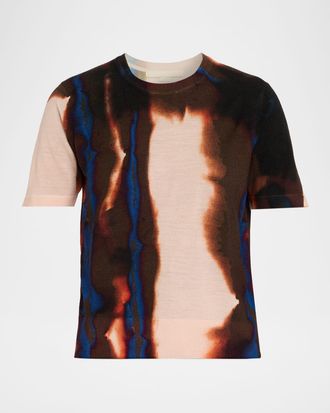 Jason Wu Burned Striped Wool Short-Sleeve Sweater