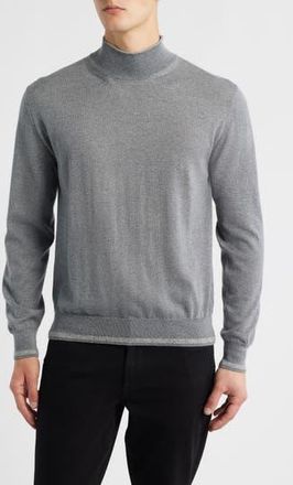 Canali Mock Neck Wool & Silk Blend Sweater in Grey at Nordstrom Rack, Size 46 Us / 58 Eu Regular