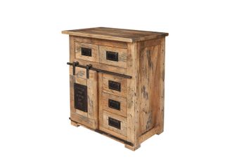 Massivmoebel24 Railway 111 Com&ograve; In Legno Di Mango - Laccato / Natur 70x45x85