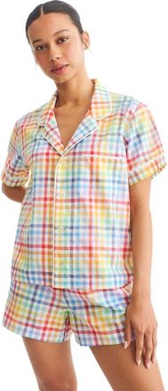 primary Adult PJ Short In Ivory Rainbow Plaid at Nordstrom, Size Large