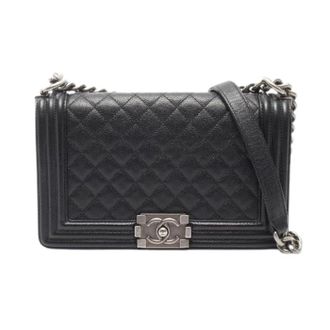 Chanel Pre-owned Boy Grained Calf Shoulder Bag - Dames - Pre-owned - Zwart - Maat: ONE Size Leer