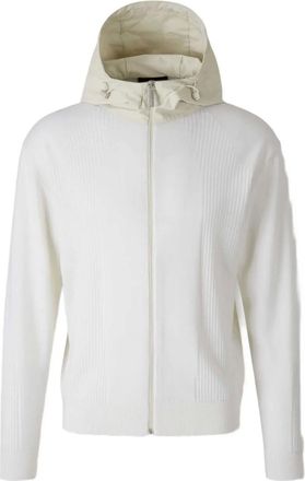 Herno Maglione a coste con cappuccio - Bianco