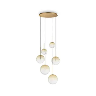 Netlighting Equinoxe 6 Light Cluster Pendant Ceiling Light Shaded Amber