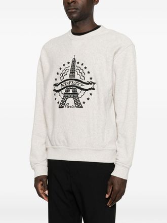 Kenzo Eiffel Tower-Embroidered Cotton Sweatshirt - Grey
