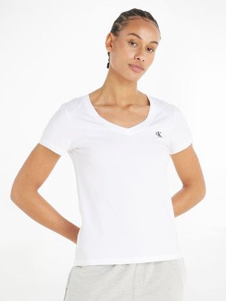 Calvin Klein T-shirt met V-hals en korte mouwen