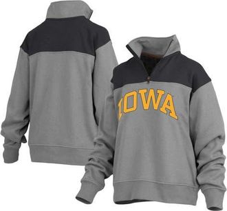 Pressbox Womens Pressbox Gray Iowa Hawkeyes Avon Fleece Quarter-Zip Jacket at Nordstrom, Size Small