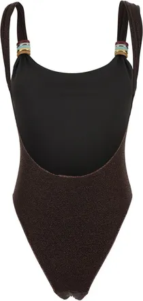 Os&eacute;ree Womens One-Piece Swimsuit Lumiere Brown Swimwear Sea Clothing