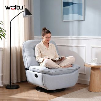 Woltu Woltu Sill&oacute;n Reclinable Giratorio Manual, C&oacute;modo Sof&aacute; Para Estudio O Sala De Estar, Con Reposapi&eacute;s Plegable Y Almacenamiento Lateral, Ideal Para Relaj