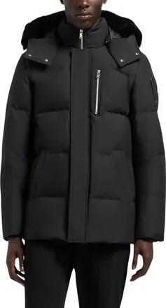 Moose Knuckles Cloud 3Q Water Repellent Down Puffer Jacket with Removable Hood in Black W/Black Sh at Nordstrom, Size X-Large
