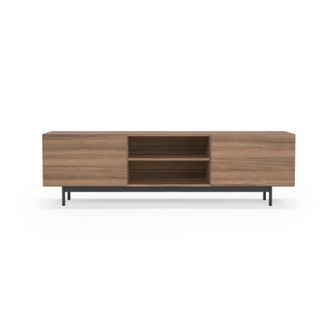 HERDASA Mueble Tv, Colecci&oacute;n Printed, En Melamina Con 2 Puertas Y 2 Estantes Abiertos. Nogal