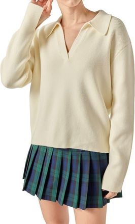 English Factory Oversize Johnny Collar Sweater in Cream at Nordstrom, Size X-Small