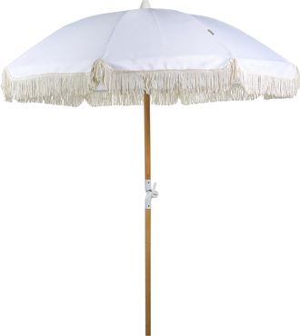 Beliani Beliani - Sombrilla Blanco Madera Clara 150 Cm Poste Madera Haya Resistente Uv Mondello