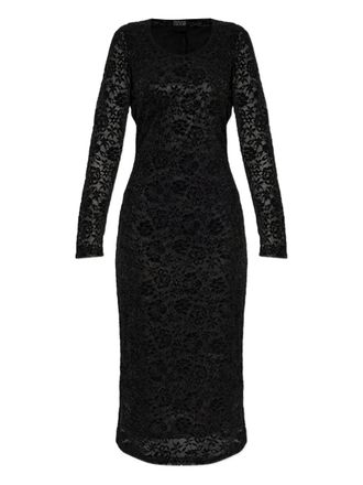 Versace Jeans Couture Midi-jurk met lange mouwen en kant - Zwart