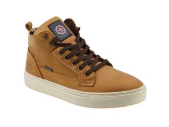 SWISSBRAND Leather High-Top Sneakers In Honey
