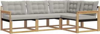 vidaXL Conjunto De Sof&aacute;s De Exterior 4 Uds. Blanco Y Gris Claro Vidaxl