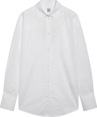 Toteme Oversized Gestreepte Shirt - Dames - Overhemden - Wit - XS - Katoen - Overhemden