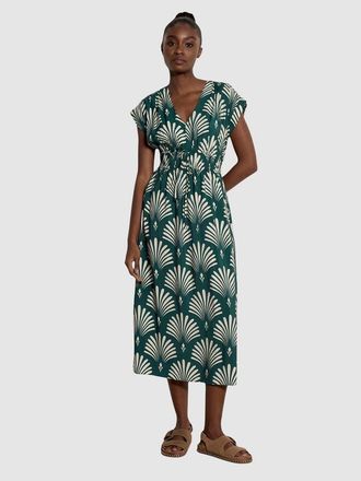 Apricot Palm Geo Smock Waist Dress in Green at Nordstrom, Size Xx-Large