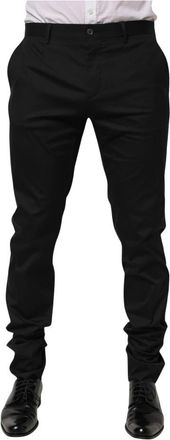 Dolce & Gabbana Dress Pants - Heren - Slim Fit Broeken - Zwart - L - Katoen - Broeken