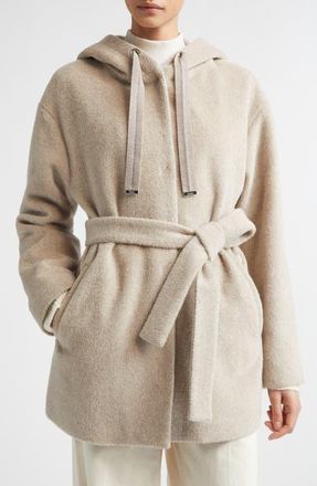 Herno Alpaca Blend Beaver Effect Coat in 1985 Chantilly at Nordstrom, Size 42