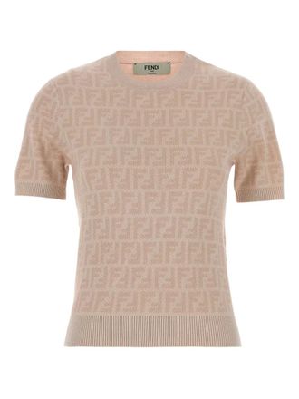 Fendi short-sleeve sweater - women - Wool - 46 - Neutrals