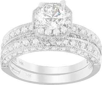 House of Brilliance 14K White Gold 1 ct. TDW Round Cut Diamond Ring