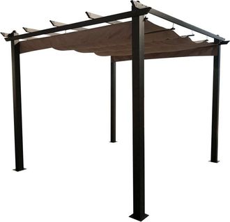 Concept Usine Cenador autoportante 3 x 3 m, aluminio y lona de poliéster gris topo