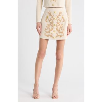L'agence Minoru Jacquard Sweater Miniskirt in Bone/Cappuccino at Nordstrom Rack, Size Large