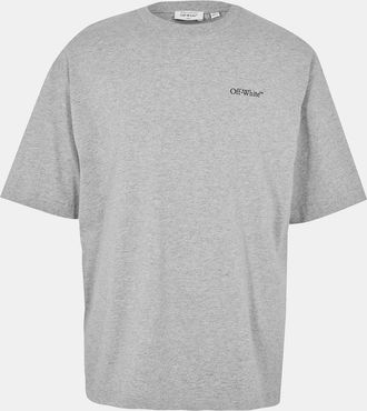 Off-white Mens Off White Oversize Fit Crew Neck Short Sleeve Boyfriend T-Shirt in Light Grey/Blk - Size X-Large