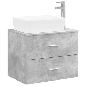 vidaXL Juego De Muebles De Ba&ntilde;o Gris Hormig&oacute;n Madera De Ingenier&iacute;a Vidaxl
