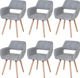 Hhg Hhg - Nunca Usado] Juego De 6 Sillas De Comedor 429 Ii, Silla De Cocina, Dise&ntilde;o Retro A&ntilde;os 50, Textil, Vintage Gris Hormig&oacute;n, Patas Ligeras
