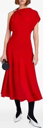 Proenza Schouler Rue One Shoulder Midi Dress In Red