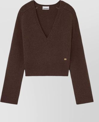 Ganni v-neck wool yak jumper