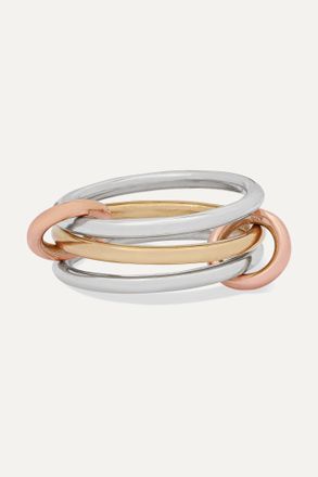 Spinelli Kilcollin Set Di Tre Anelli In Oro Giallo E Rosa 18 Carati E Argento Sterling Solarium