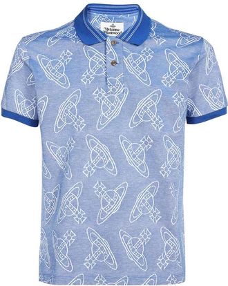 Vivienne Westwood Jacquard motief Katoenen Polo Shirt - Heren - Polos - Blauw - S - Katoen - Tops