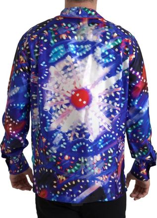 Dolce & Gabbana Multicolor Silk Psychedelic Print Men Pajama Shirt