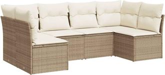 vidaXL Vidaxl - Juego De Sof&aacute;s Jard&iacute;n Con Cojines 6 Pzas Rat&aacute;n Sint&eacute;tico Beige