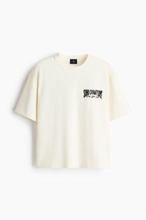 H&M Loose Fit Printed T-shirt in White/soho Champions at Nordstrom, Size Xxx-Large