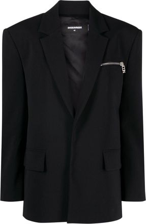 Dsquared2 logo-charm single-breasted blazer - women - Polyester/Polyurethane/Viscose/Polyester - 42 - Black