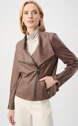 Joseph Ribkoff Foiled Knit Fitted Jacket in Mink at Nordstrom, Size X-Small